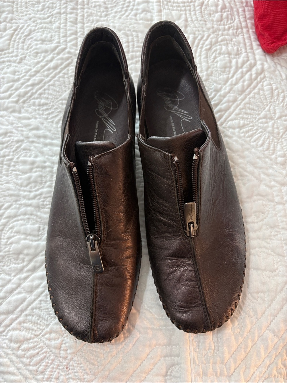 Donald J. Pliner Brown Leather Zip-Front Women's Slip-Ons